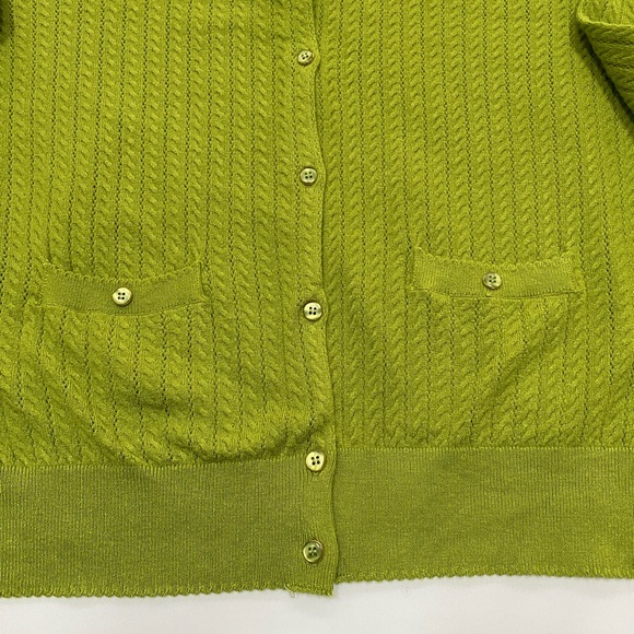 🌿 Free Assembly Lime Pointelle Cable Cardigan XL - Picture 4 of 7
